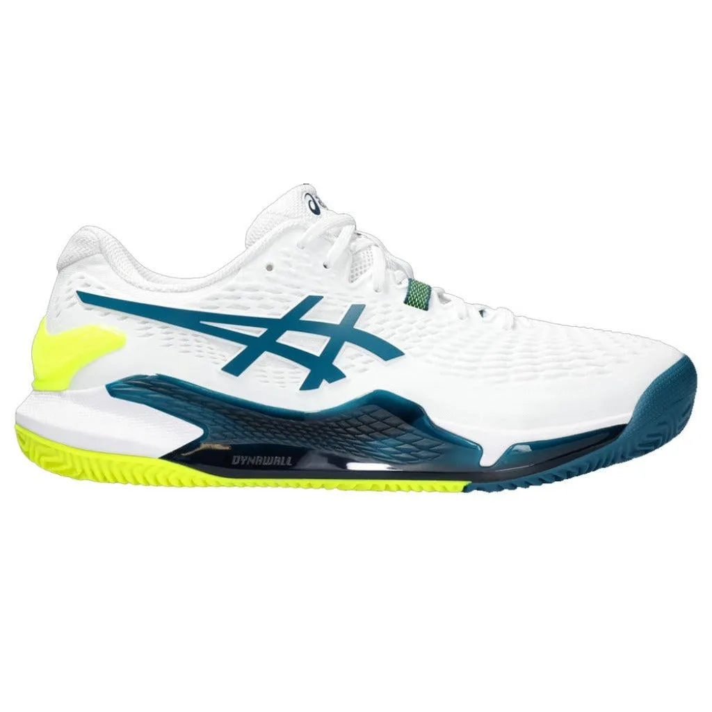 ASICS MEN'S GEL RESOLUTION 9 WIDE (2E) (WHITE/RESTFUL TEAL)