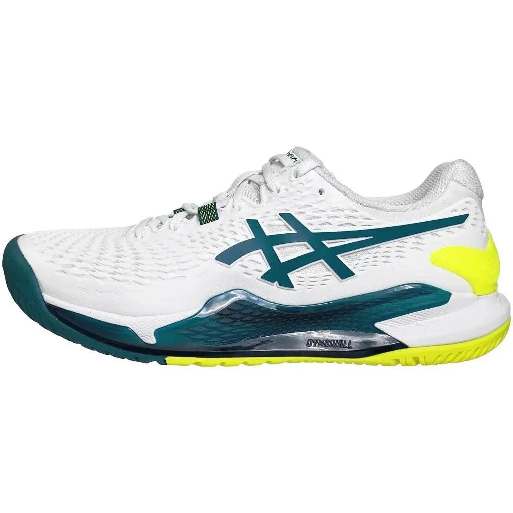ASICS MEN'S GEL RESOLUTION 9 WIDE (2E) (WHITE/RESTFUL TEAL)