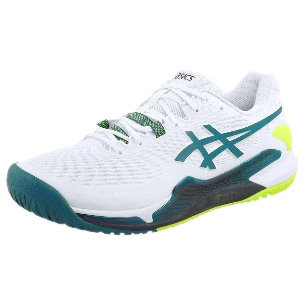 ASICS MEN'S GEL RESOLUTION 9 WIDE (2E) (WHITE/RESTFUL TEAL)