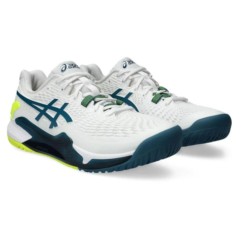 ASICS MEN'S GEL RESOLUTION 9 WIDE (2E) (WHITE/RESTFUL TEAL)